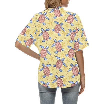 Sea Turtle Pattern Print Design T06 Women's Hawaiian Shirt