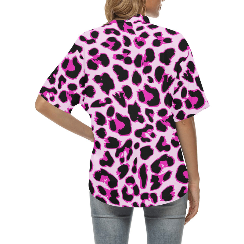Pink Leopard Print Women's Hawaiian Shirt