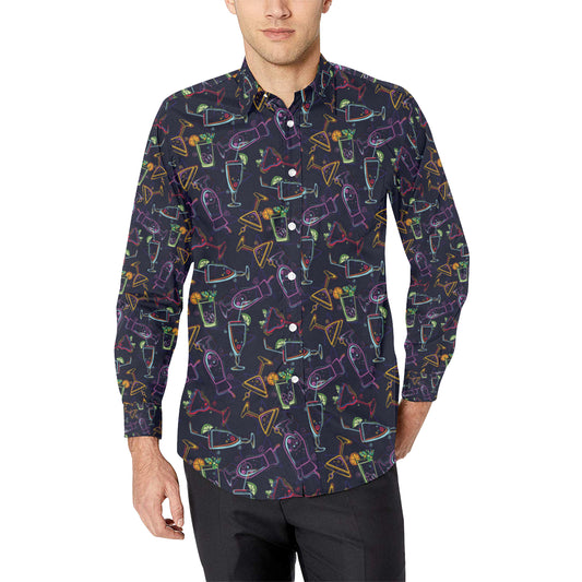 Cocktail Pattern Print Design 04 Men's Long Sleeve Shirt