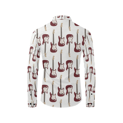 Bass Guitar Pattern Print Design 03 Men's Long Sleeve Shirt