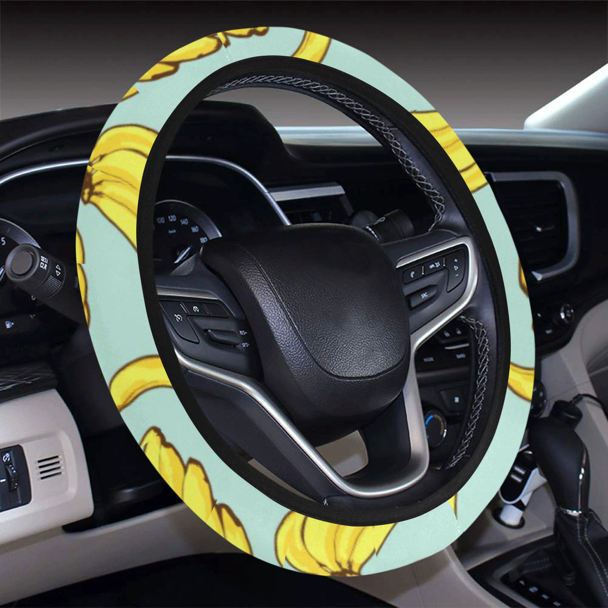 Banana Pattern Print Design BA04 Steering Wheel Cover with Elastic Edge