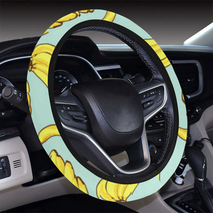Banana Pattern Print Design BA04 Steering Wheel Cover with Elastic Edge