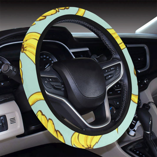 Banana Pattern Print Design BA04 Steering Wheel Cover with Elastic Edge