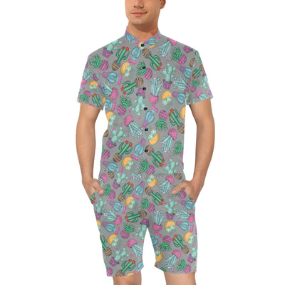 Cactus Colorful Print Pattern Men's Romper