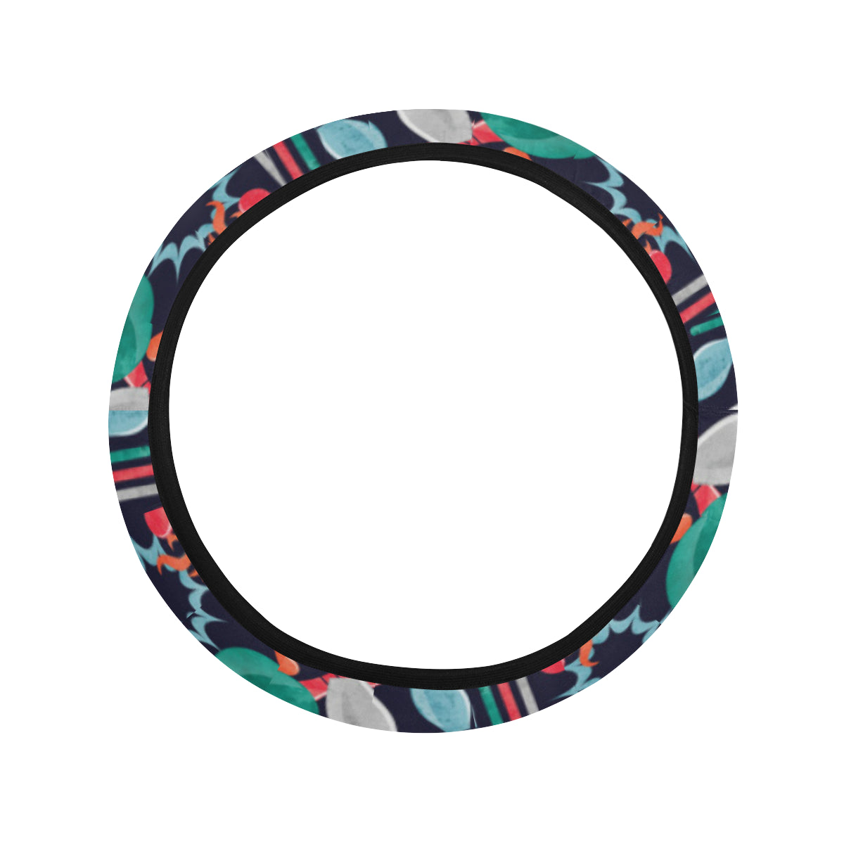 Bowling Pattern Print Design 08 Steering Wheel Cover with Elastic Edge