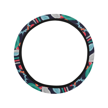 Bowling Pattern Print Design 08 Steering Wheel Cover with Elastic Edge