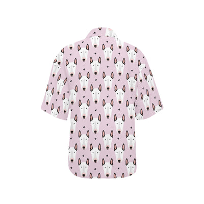 Bull Terrier Pink Print Pattern Women's Hawaiian Shirt