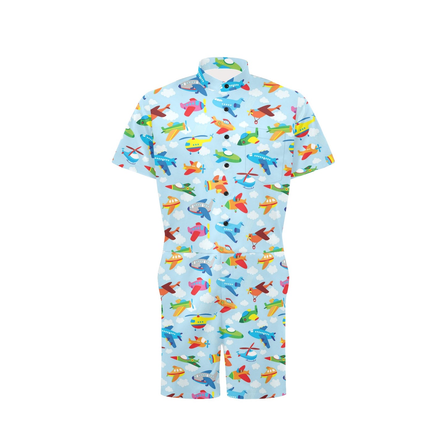Airplane Colorful Pattern Print Design 01 Men's Romper