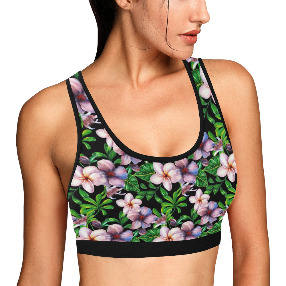 Plumeria Pattern Print Design PM01 Sports Bra