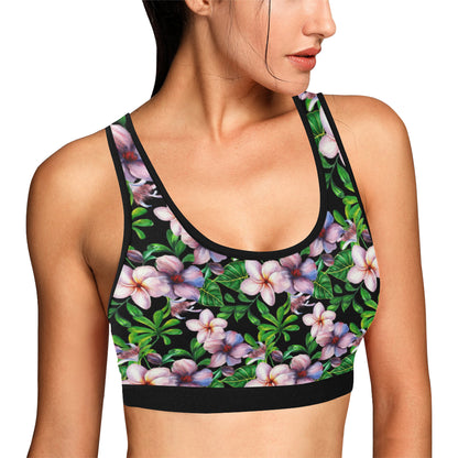 Plumeria Pattern Print Design PM01 Sports Bra