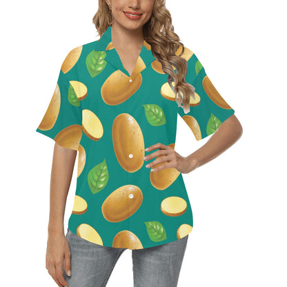 Potato Pattern Print Design A04 Women's Hawaiian Shirt