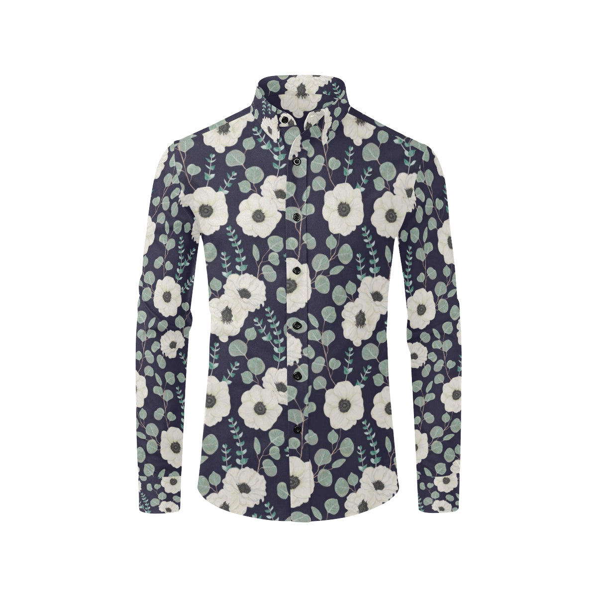 Anemone Pattern Print Design AM01 Men's Long Sleeve Shirt