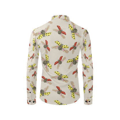 Ladybug Pattern Print Design 04 Men's Long Sleeve Shirt