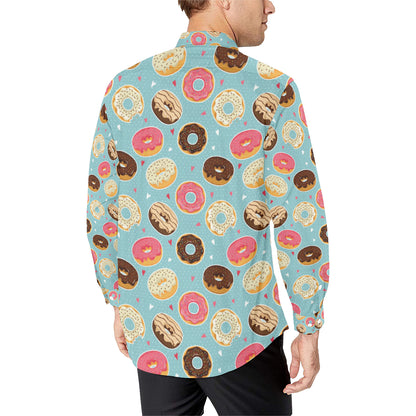 Donut Pattern Print Design DN04 Men's Long Sleeve Shirt