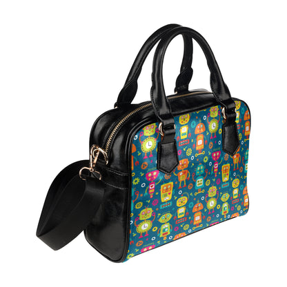 Robot Pattern Print Design A04 Shoulder Handbag