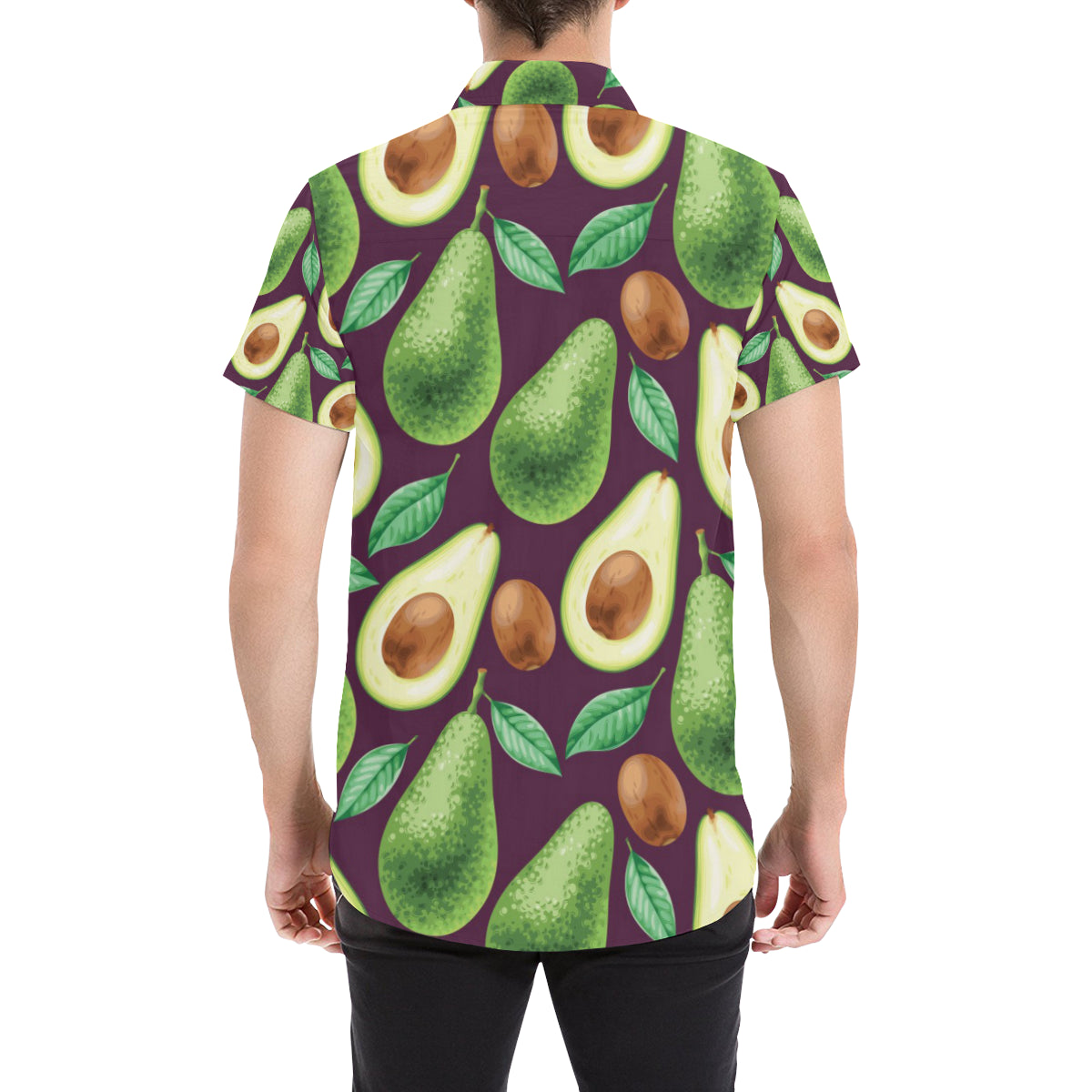 Avocado Pattern Print Design AC08 Men's Short Sleeve Button Up Shirt