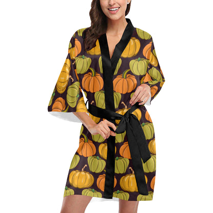 Pumpkin Pattern Print Design A01 Women's Short Kimono