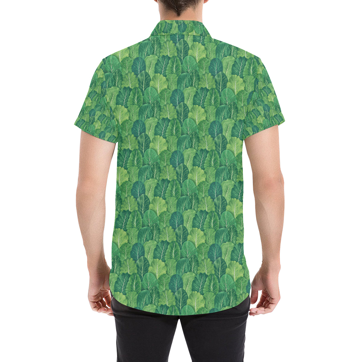 Cabbage Pattern Print Design 02 Men's Short Sleeve Button Up Shirt