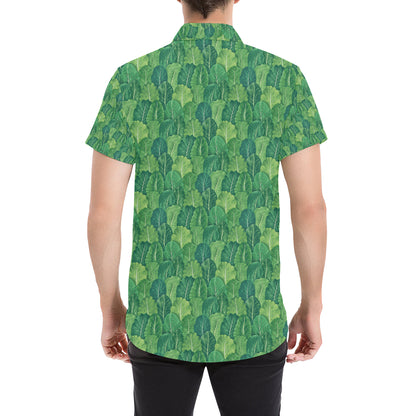 Cabbage Pattern Print Design 02 Men's Short Sleeve Button Up Shirt