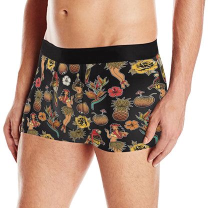 Hula Dancers Hawaiian Style Pattern Print Design 0 Men's Boxer Briefs