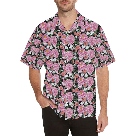 Dahlia Pattern Print Design 02 Men's Hawaiian Shirt