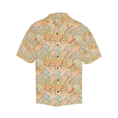 Travel Stamp Print Design LKS302 Men's Hawaiian Shirt