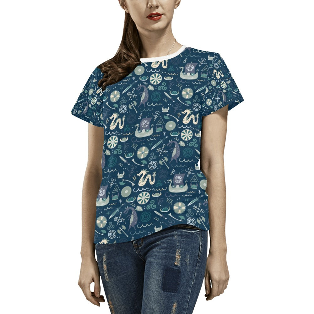 Vikings Print Design LKS305 Women's  T-shirt