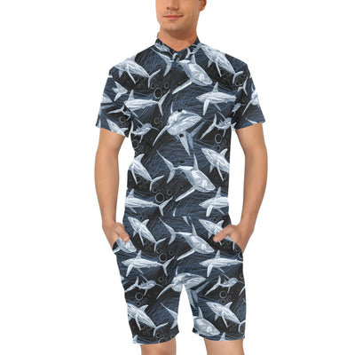 Shark Print Pattern Men's Romper