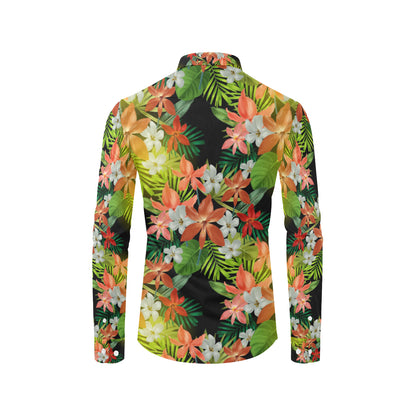 Amaryllis Pattern Print Design AL07 Men's Long Sleeve Shirt