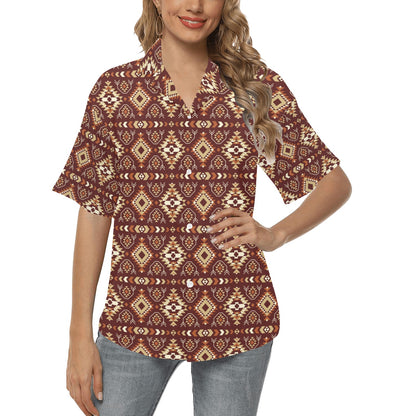 Navajo Native Color Print Pattern Women's Hawaiian Shirt