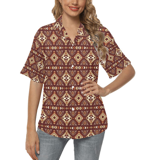 Navajo Native Color Print Pattern Women's Hawaiian Shirt