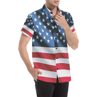 American flag Classic Men's Short Sleeve Button Up Shirt