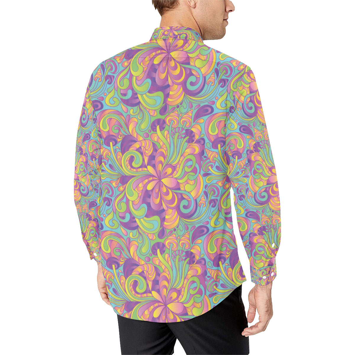 Psychedelic Mushroom Pattern Print Design A05 Men's Long Sleeve Shirt