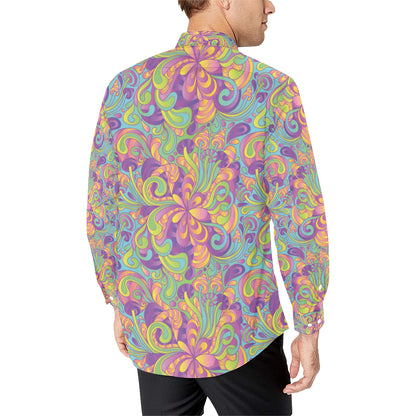 Psychedelic Mushroom Pattern Print Design A05 Men's Long Sleeve Shirt