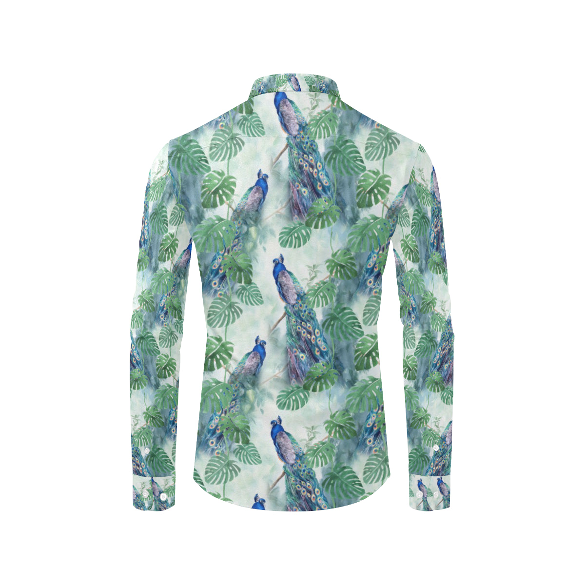 Peacock Pattern Print Design A02 Men's Long Sleeve Shirt