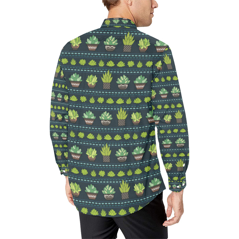 Cactus Pattern Print Design 07 Men's Long Sleeve Shirt