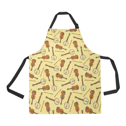 Banjo Violin Pattern Print Design 01 Apron with Pocket