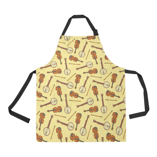 Banjo Violin Pattern Print Design 01 Apron with Pocket