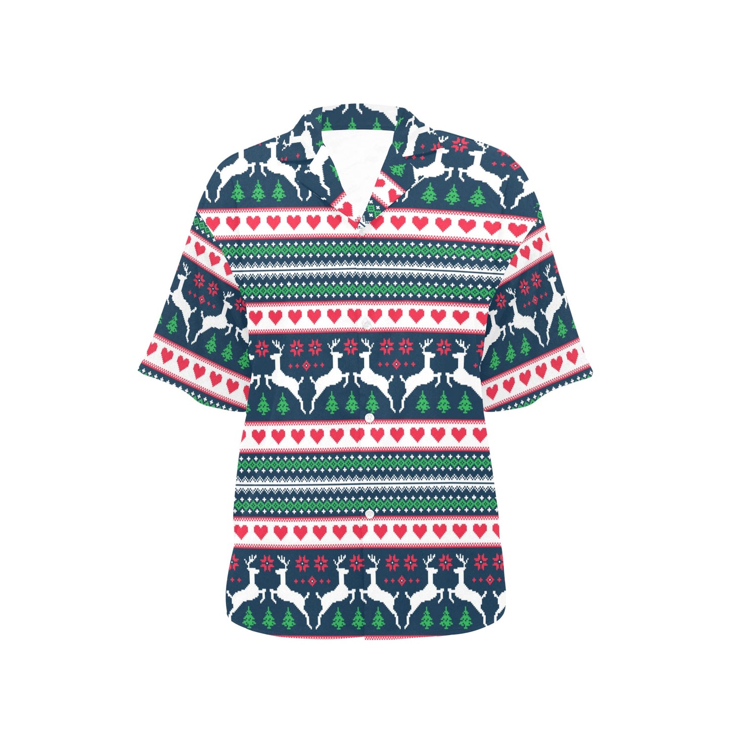Reindeer Pattern Print Design 03 Women's Hawaiian Shirt