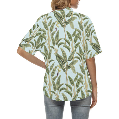 Banana Leaf Pattern Print Design BL03 Women's Hawaiian Shirt