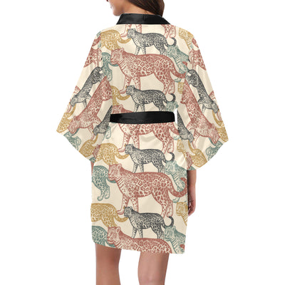 Jaguar Pattern Print Design 01 Women's Short Kimono