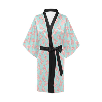 Bacon Pattern Print Design 04 Women's Short Kimono