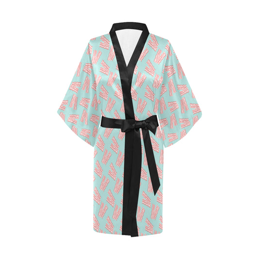 Bacon Pattern Print Design 04 Women's Short Kimono