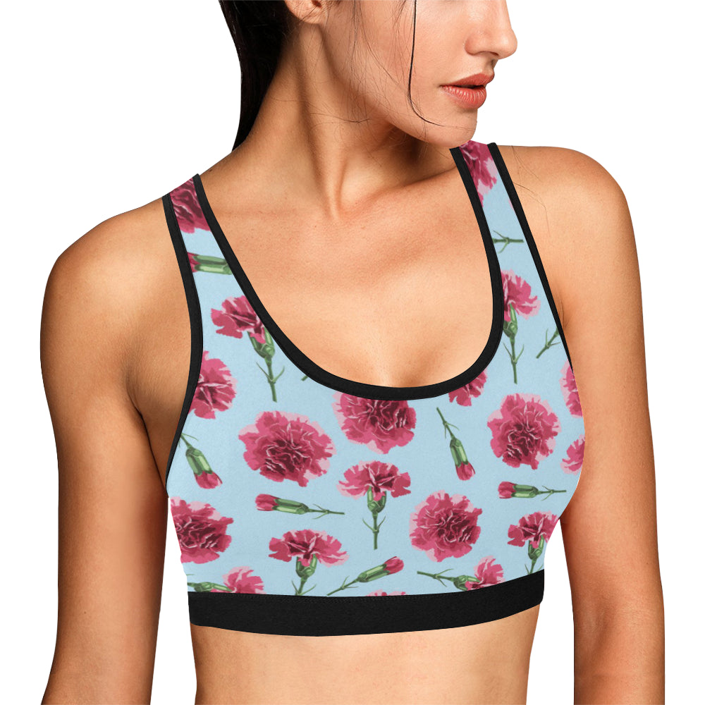 Carnations Pattern Print Design CN01 Sports Bra