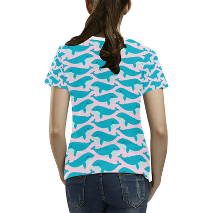 Whale Print Design LKS302 Women's  T-shirt