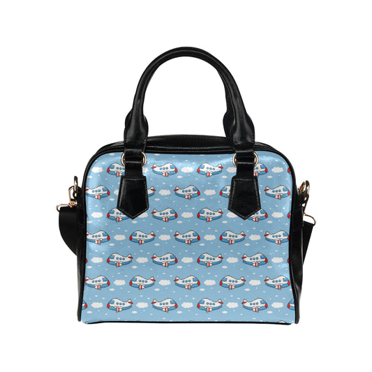 Airplane Cartoon Pattern Print Design 07 Shoulder Handbag
