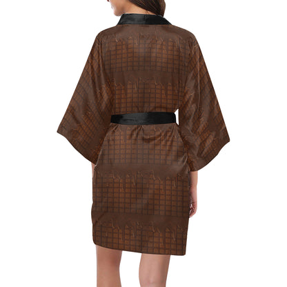 Chocolate Pattern Print Design 01 Women's Short Kimono