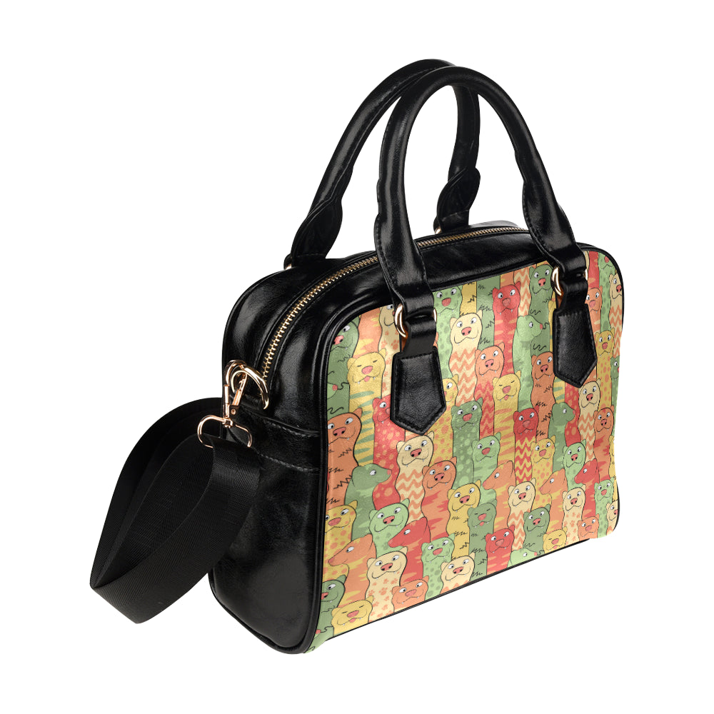 Ferret Pattern Print Design 01 Shoulder Handbag