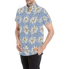 Lotus Pattern Print Design 04 Men's Short Sleeve Button Up Shirt