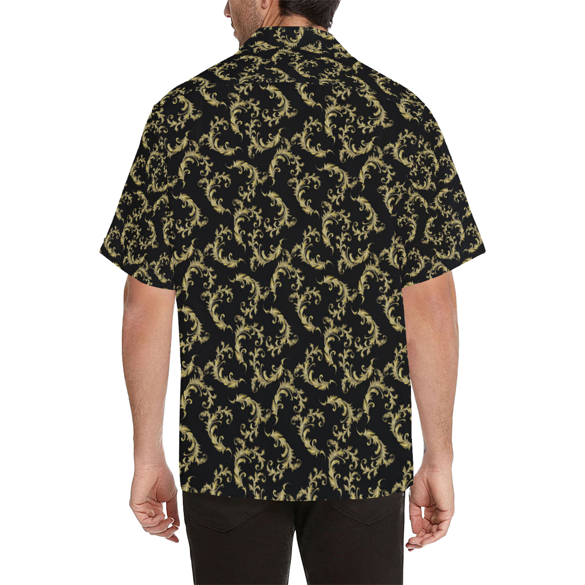 Baroque Golden Pattern Print Design 01 Men's Hawaiian Shirt